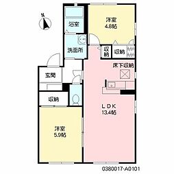 クレストタウンA 2LDKの間取図画像