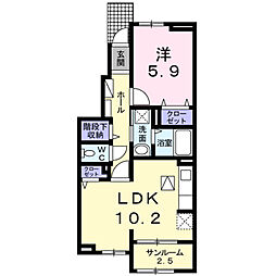 アンジュ花の木 1LDKの間取図画像