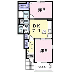 グレイス王子原A 2DKの間取図画像
