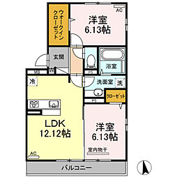 コンソラトゥール別保 2LDKの間取図画像