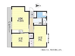 仲道コーポ 2LDKの間取図画像
