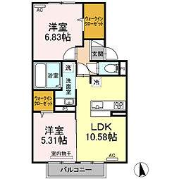 BESTCOLOR 2LDKの間取図画像