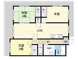おかたマンション 3LDKの間取図画像