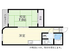 トレビアンビル 1LDKの間取図画像