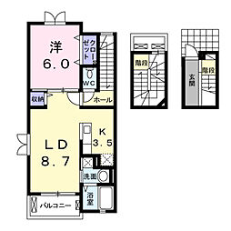 エルアヴェニール 1LDKの間取図画像