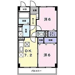 コゥジィー・シティー 2DKの間取図画像