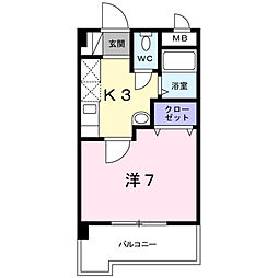 シーポート花時計 1Kの間取図画像