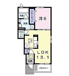 アンジュ・デュ・ヴァン2 1LDKの間取図画像