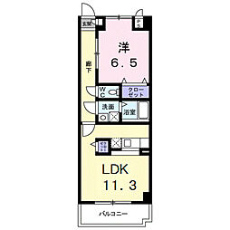 キュウブ由布川 1LDKの間取図画像