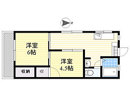 美松荘 2DKの間取図画像