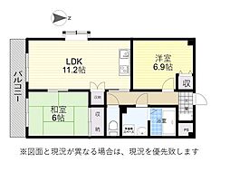 ヒルサイドカワノ 2LDKの間取図画像