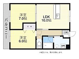 パークタウン畑中ND 2LDKの間取図画像