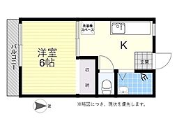 ひかりハイツ 1Kの間取図画像