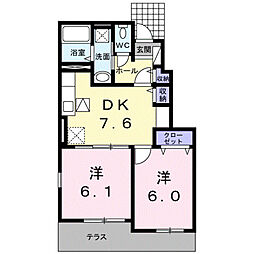 スカイガーデン2 2DKの間取図画像