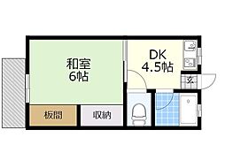 森アパートA 1Kの間取図画像