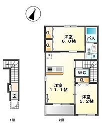 エバーハイツ・ナオ 2LDKの間取図画像