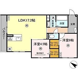 DーROOM羽屋 2LDKの間取図画像