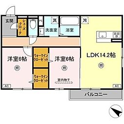 DーROOM羽屋 2LDKの間取図画像