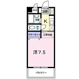 レジデンス由布 1Kの間取図画像