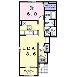 プロムナードA 1LDKの間取図画像