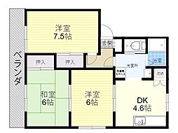 サンコーポ木ノ下 3DKの間取図画像