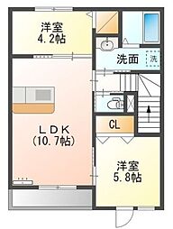 エクロール 2LDKの間取図画像