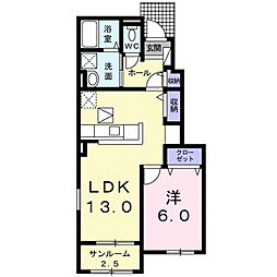 グレイスフル1 1LDKの間取図画像