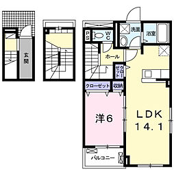 津守マナーハウス 1LDKの間取図画像