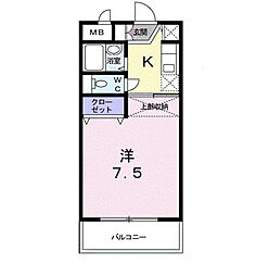 エクセレント由布 1Kの間取図画像
