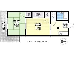 フラワーハイツ牧 2Kの間取図画像