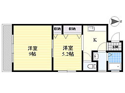 ライフ山一 2Kの間取図画像