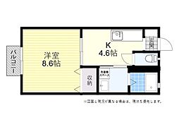 ネオブリック 1DKの間取図画像