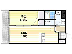 フィオーレはやし 1LDKの間取図画像