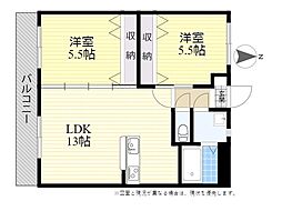 アイライン花高松 2LDKの間取図画像