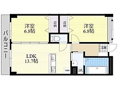 紺屋スカイマンション弐番館 2LDKの間取図画像