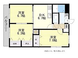 ユーミーマンション松岡 3DKの間取図画像