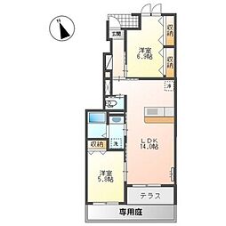 メルヴェーユ2 2LDKの間取図画像