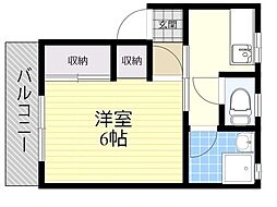 ビューハイム新川 1Kの間取図画像