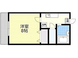 榎ハイツC 1Kの間取図画像