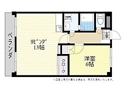 日宝グランディ中島 1LDKの間取図画像