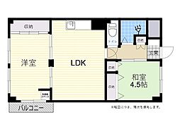 寿コーポ 2LDKの間取図画像