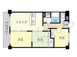 プレジデント大道 3LDKの間取図画像