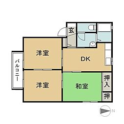フォーレスにじが丘 3DKの間取図画像