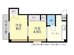 コーポオリベ2 2Kの間取図画像
