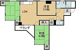 サザン・ブライト志手 2LDKの間取図画像
