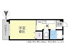 サザン・ブライト末広 1Kの間取図画像