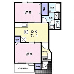 エーデルハイツ1号館 2DKの間取図画像
