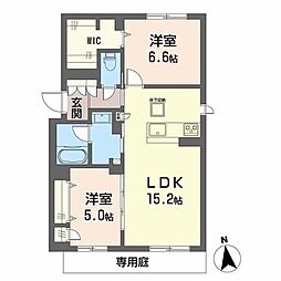 メゾン・ド・ヴァリー上野町 2LDKの間取図画像