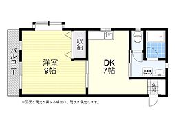 アルファー中島 1DKの間取図画像