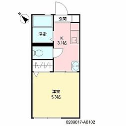 ディアス後藤 1Kの間取図画像